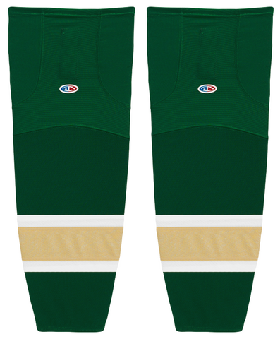 Athletic Knit (AK) HS2100-262 Dark Green/White/Vegas Gold Mesh Ice Hockey Socks