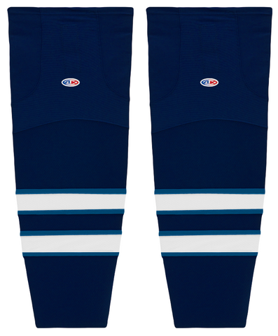 Athletic Knit (AK) HS2100-595 2011 Winnipeg Jets Navy Mesh Ice Hockey Socks