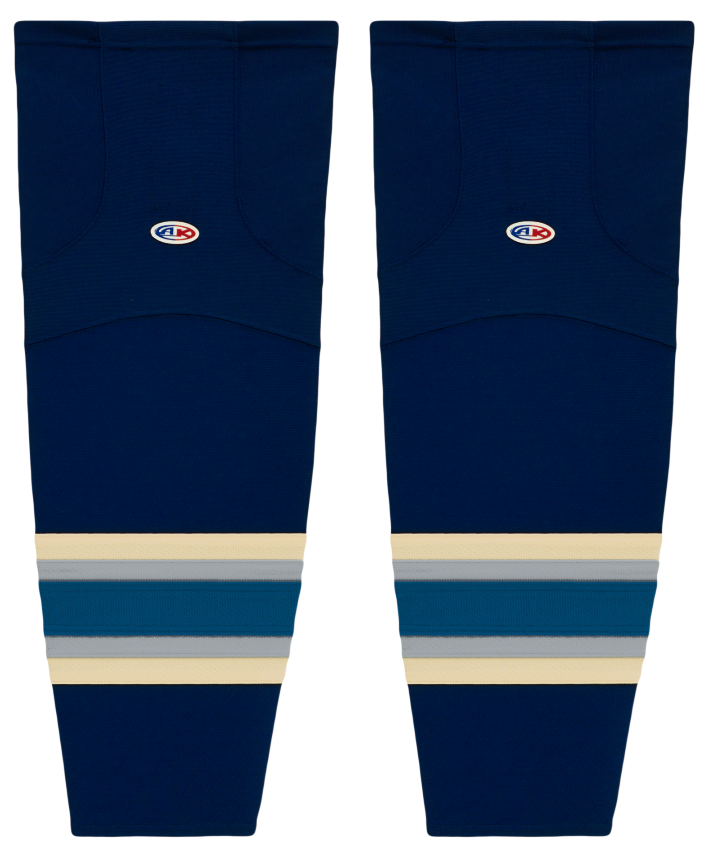 Athletic Knit (AK) HS2100-892 2010 Columbus Blue Jackets Third Navy Mesh Ice Hockey Socks