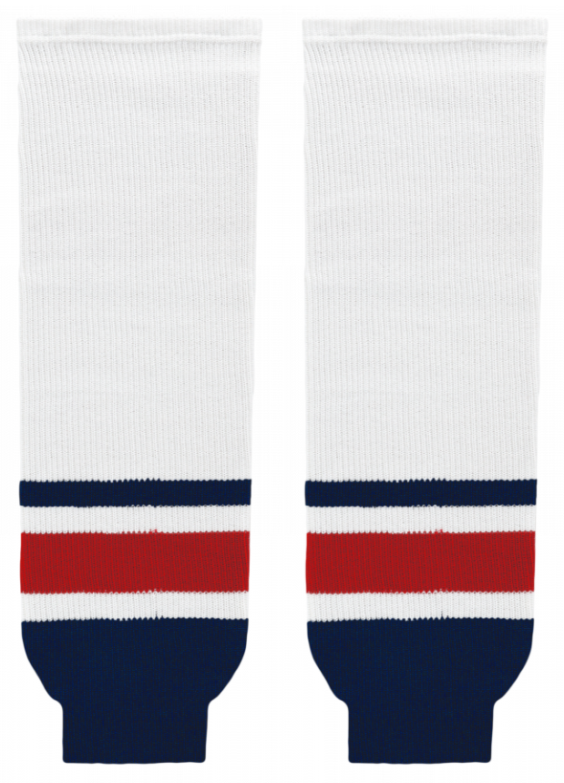 Athletic Knit (AK) HS630-691 Columbus Blue Jackets White Knit Ice Hockey Socks