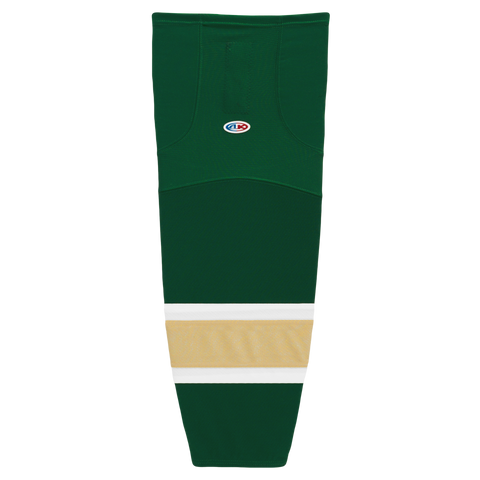 Athletic Knit (AK) HS2100-262 Dark Green/White/Vegas Gold Mesh Ice Hockey Socks