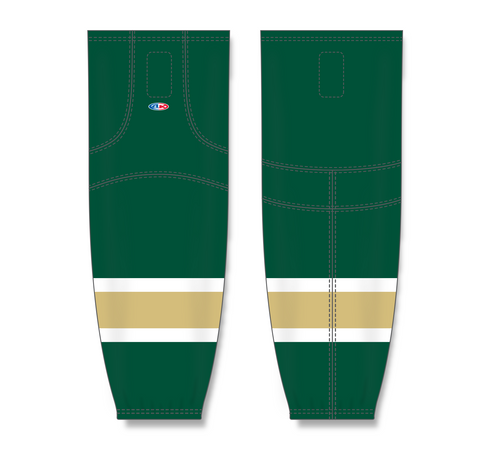 Athletic Knit (AK) HS2100-262 Dark Green/White/Vegas Gold Mesh Ice Hockey Socks