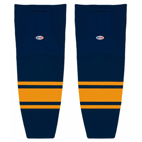 Athletic Knit (AK) HS2100-286 Navy/Tuscan Gold Mesh Ice Hockey Socks