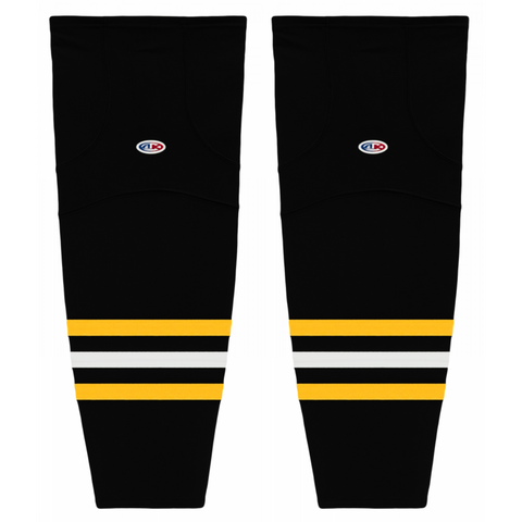 Athletic Knit (AK) HS2100-345 Pittsburgh Penguins Black/Tuscan Gold/White Mesh Ice Hockey Socks