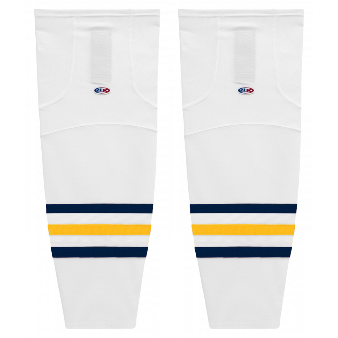 Athletic Knit (AK) HS2100-767 White/Navy/Tuscan Gold Mesh Ice Hockey Socks