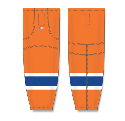 Athletic Knit (AK) HS2100-819 2015 Edmonton Oilers Third Orange Mesh Ice Hockey Socks