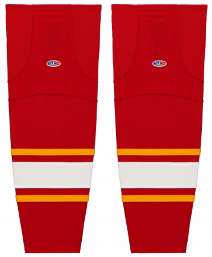 Athletic Knit (AK) HS2100-885 Vintage Calgary Flames Red Mesh Ice Hockey Socks