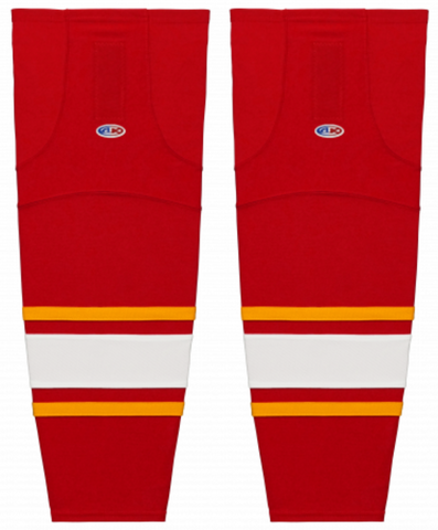 Athletic Knit (AK) HS2100-885 Vintage Calgary Flames Red Mesh Ice Hockey Socks