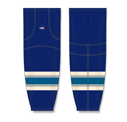 Athletic Knit (AK) HS2100-892 2010 Columbus Blue Jackets Third Navy Mesh Ice Hockey Socks