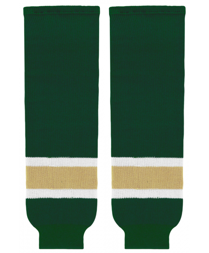 Athletic Knit (AK) HS630-262 Dark Green/White/Vegas Gold Knit Ice Hockey Socks