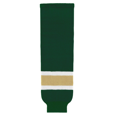 Athletic Knit (AK) HS630-262 Dark Green/White/Vegas Gold Knit Ice Hockey Socks