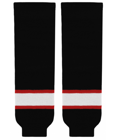 Athletic Knit (AK) HS630-536 Ottawa Senators Black with White Stripe Knit Ice Hockey Socks