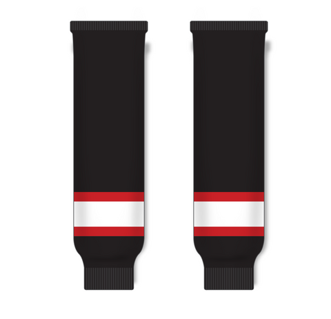 Athletic Knit (AK) HS630-536 Ottawa Senators Black with White Stripe Knit Ice Hockey Socks