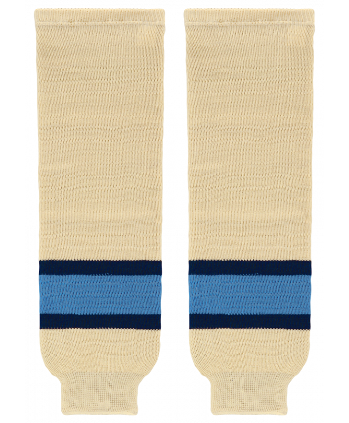 Athletic Knit (AK) HS630-545 Sand/Navy/Sky Blue Knit Ice Hockey Socks