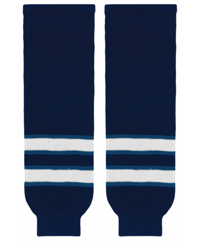 Athletic Knit (AK) HS630-595 Manitoba Moose Navy Knit Ice Hockey Socks