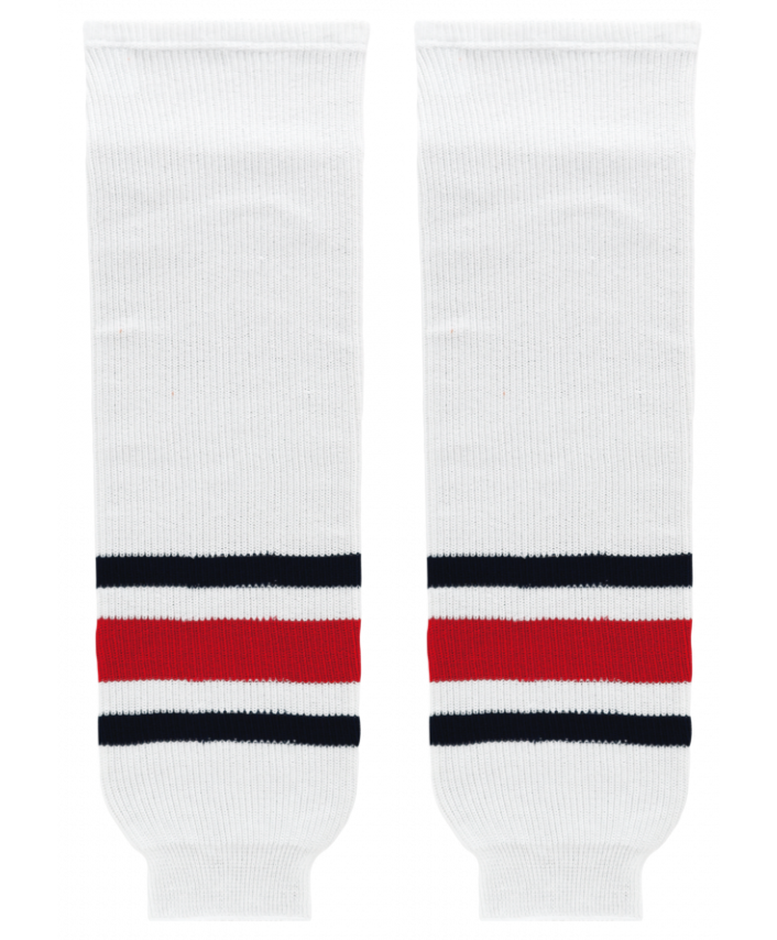 Athletic Knit (AK) HS630-891 2010 Columbus Blue Jackets White Knit Ice Hockey Socks