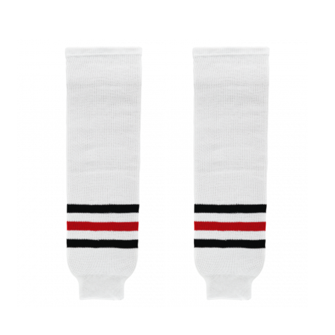 Athletic Knit (AK) HS630-305 Red Deer Rebels White Knit Ice Hockey Socks