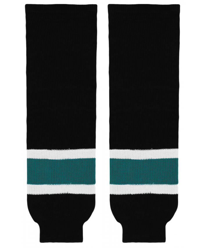 Athletic Knit (AK) HS630-634 2008 San Jose Sharks Third Black Knit Ice Hockey Socks